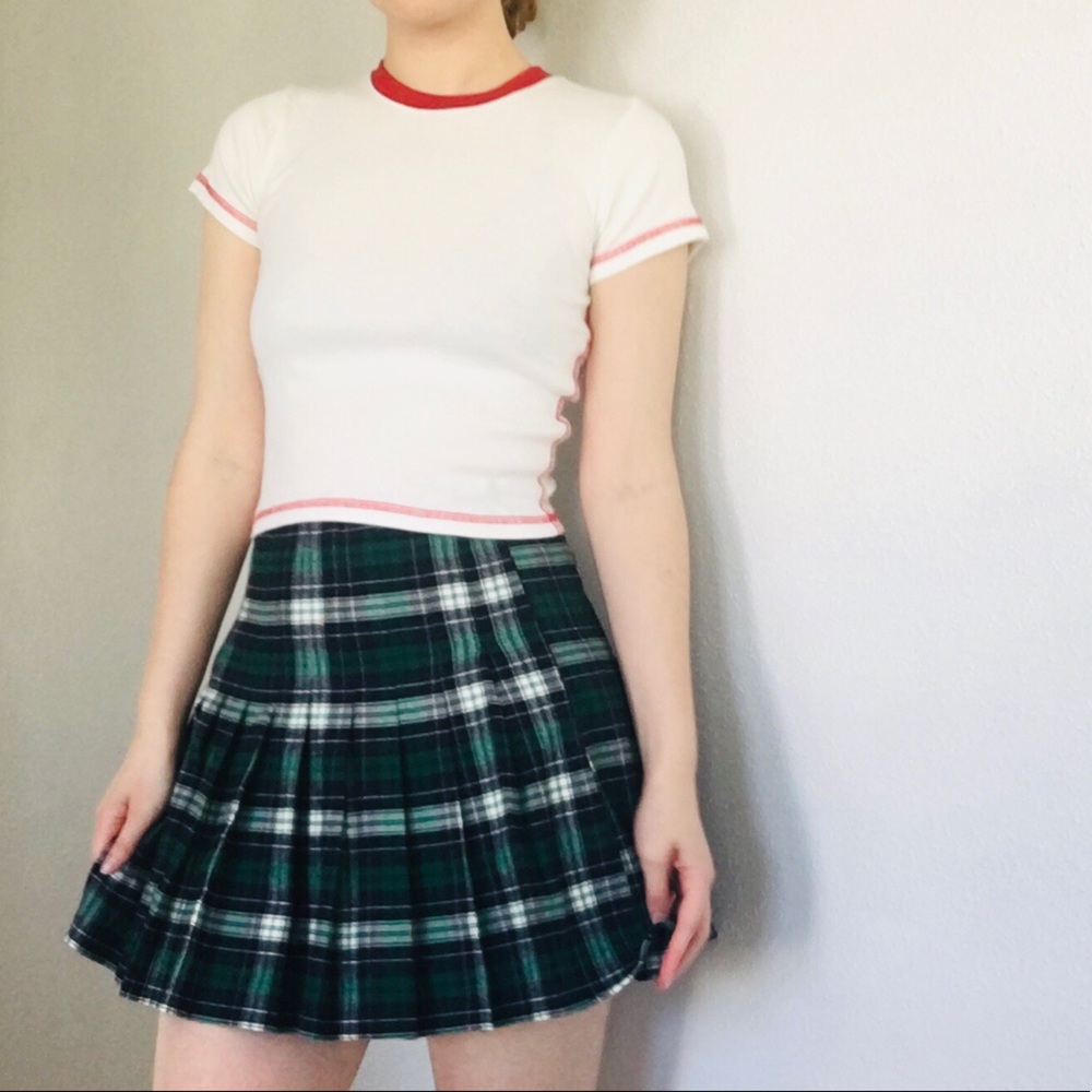 Brandy Melville Green Plaid Dana Tennis Skirt